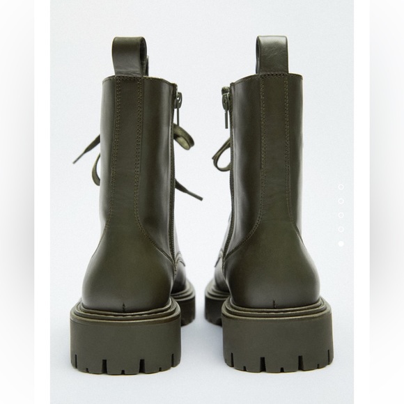 FREE Zara low heel laced leather ankle boots - Picture 4 of 11